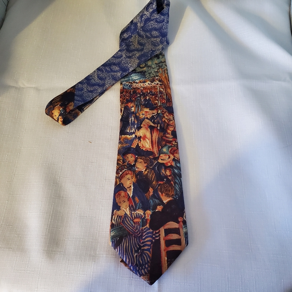 Land's End Silk Festival People Artwork Necktie 62"L X 3.75"